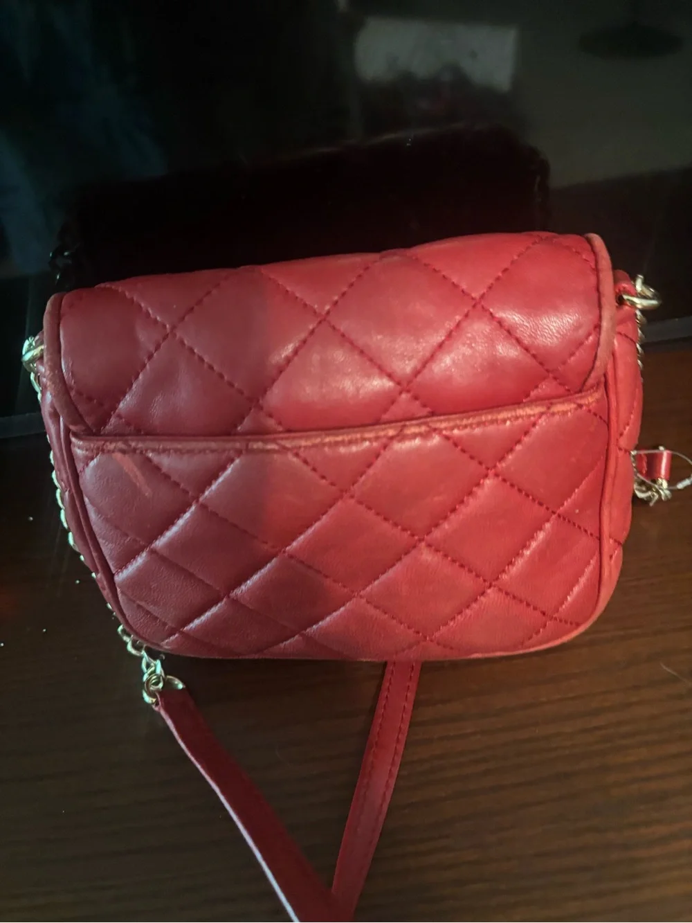 Michael Kors Red Quilted Crossbody with Gold MK Logo